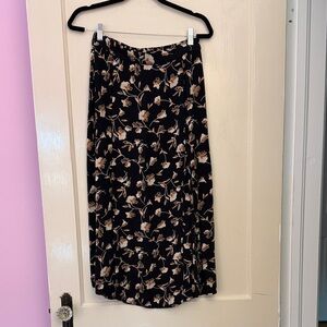 Saltwater LUXE Black and Tan Floral Midi Skirt